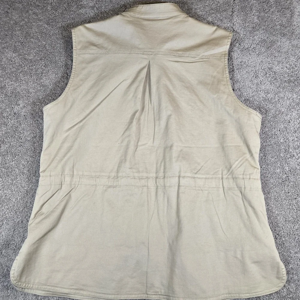 Guide Series GS Explorer Traveler Vest Mens XL Beige Plaid Lined Utility Pockets